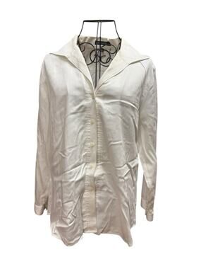 Paperwhite White Long Sleeve Business Casual Button-Up Blouse size 12